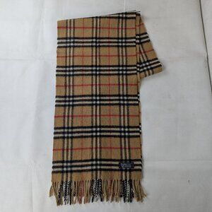 Luxury Burberry Lambswool Check Scarf Beige Unisex Cold Weather Style